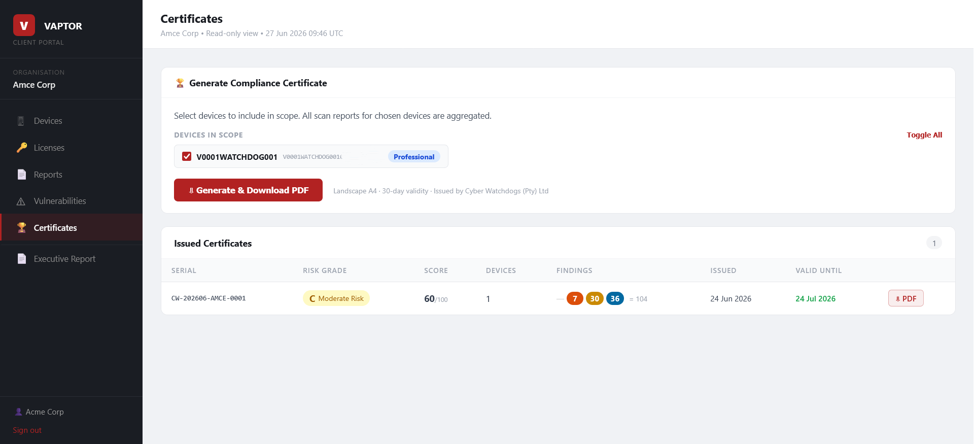Certificate Portal